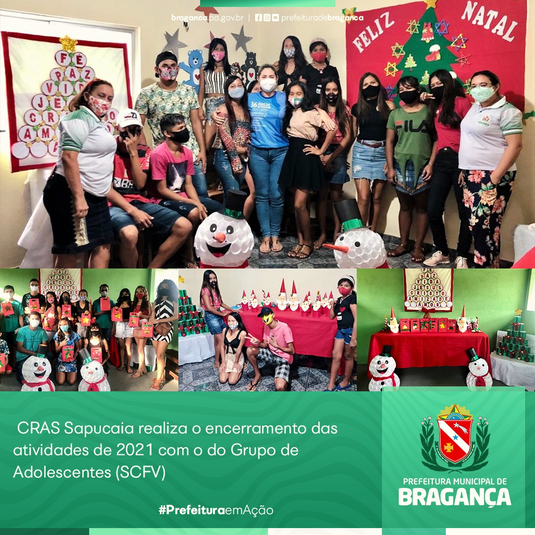 CRAS Sapucaia realiza o Encerramento das atividades de 2021, com o Grupo de Adolescentes do SCFV.