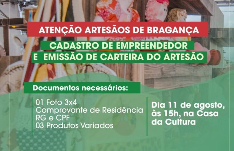 CADASTRO DE EMPREENDEDOR E EMISSÃO DE CARTEIRA DE ARTESÃO