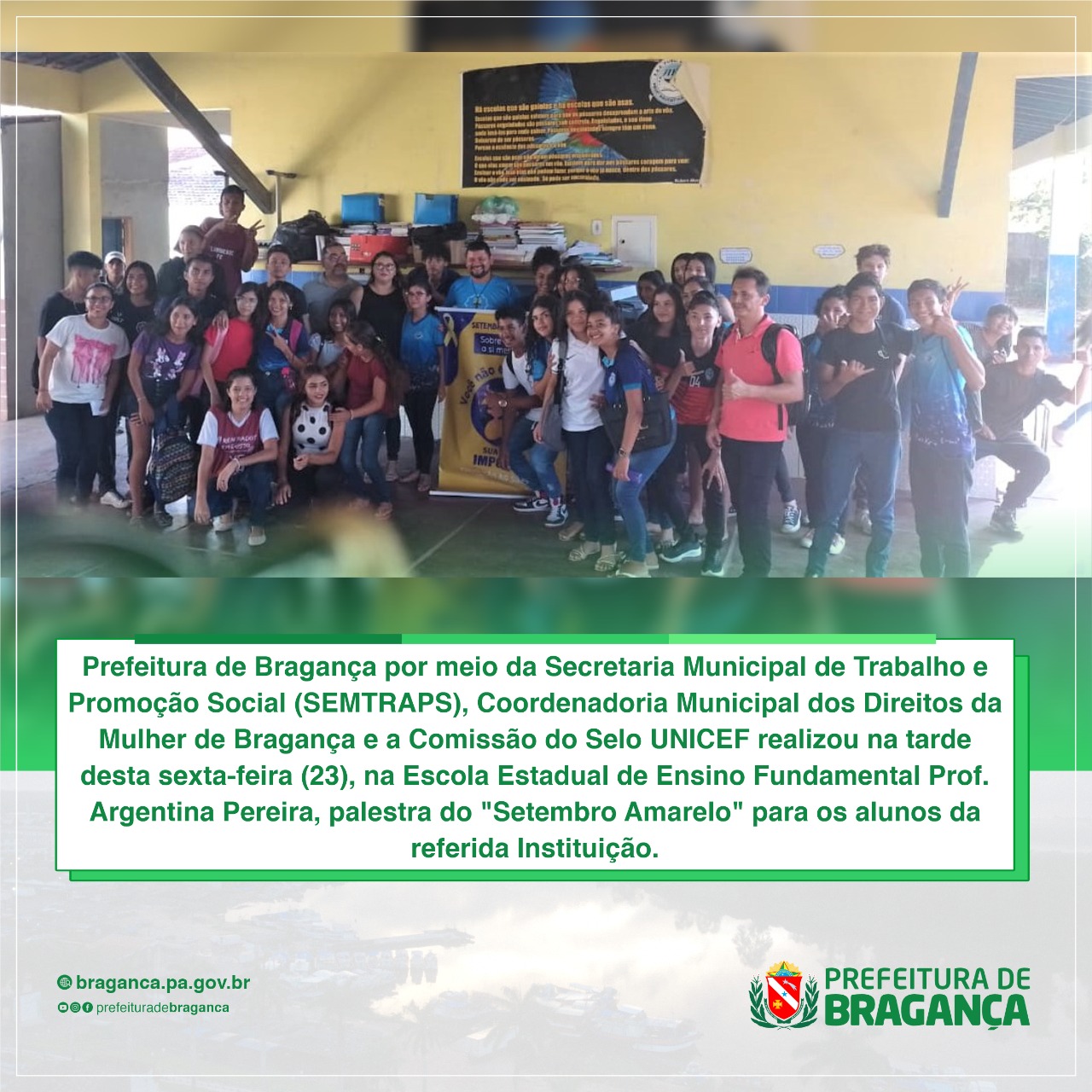 Palestra do “Setembro Amarelo na Escola Argentina Pereira.