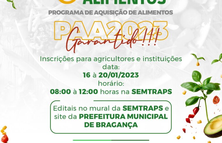 PROGRAMA DE AQUISIÇÃO DE ALIMENTOS-PAA/2023.