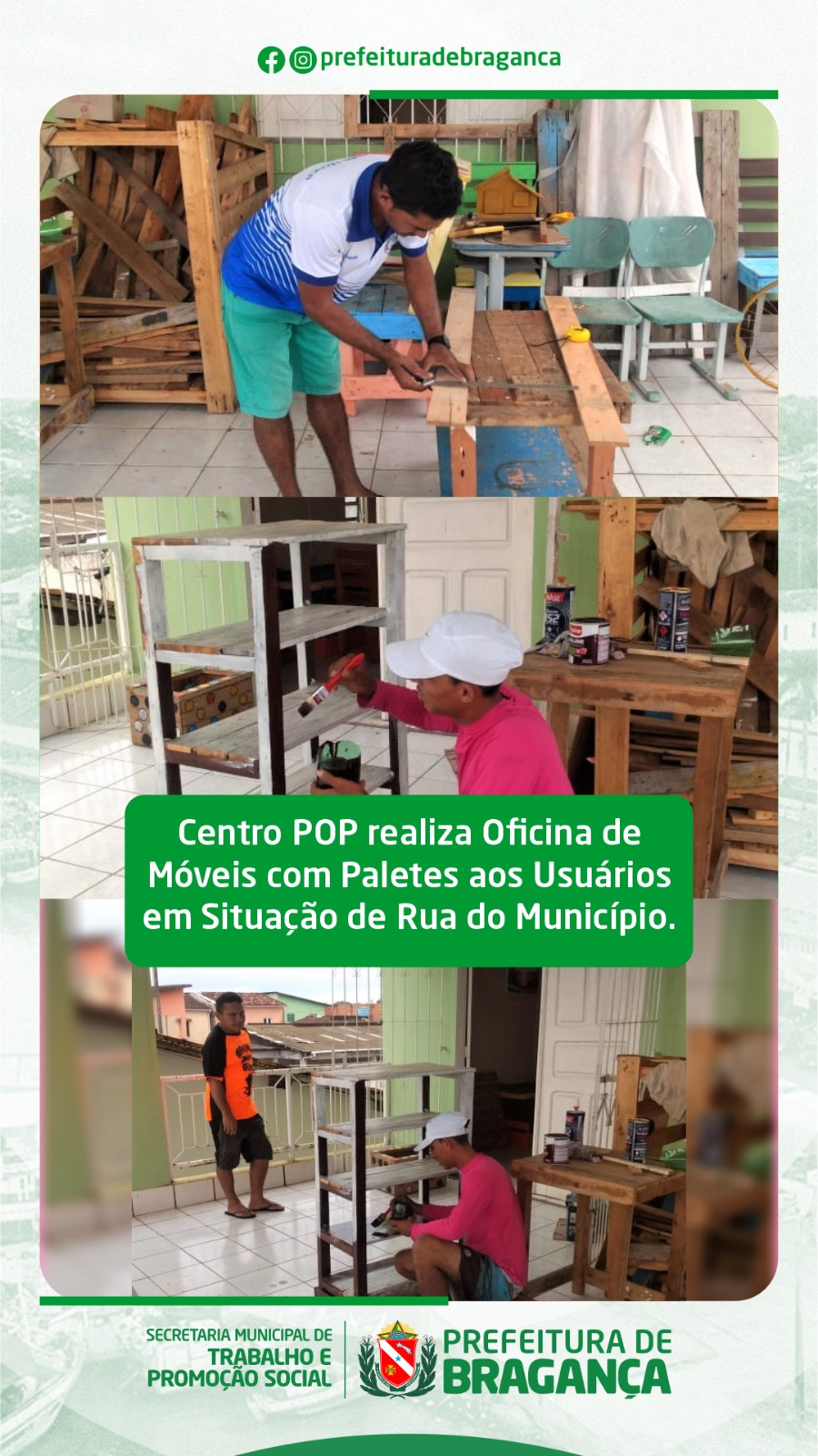 CENTRO POP REALIZA OFICINA DE MÓVEIS COM PALETES