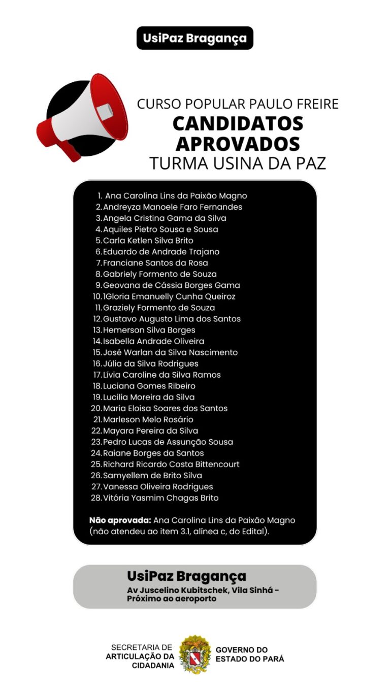 RESULTADO FINAL DO CURSINHO POPULAR PAULO FREIRE