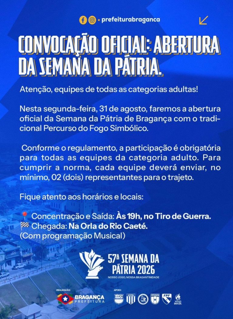 Abertura da 57ª Semana da Pátria terá Percurso do Fogo Simbólico nesta segunda-feira